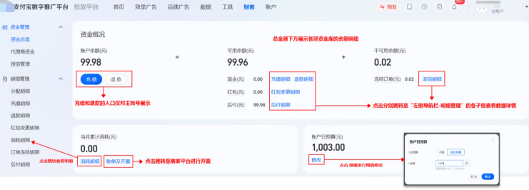 支付宝广告账户资金总览 支付宝广告账户资金总览