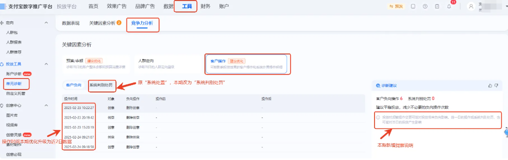 进行支付宝广告投放时频繁操作变更可能对投放带来负向影响 进行支付宝广告投放时频繁操作变更可能对投放带来负向影响