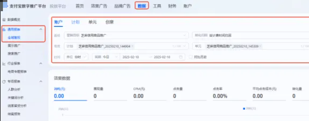 支付宝广告报表数据分析可平铺更多数据 支付宝广告报表数据分析可平铺更多数据
