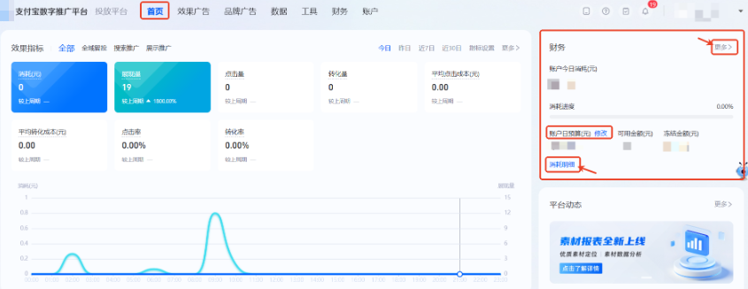 支持查看支付宝广告账户今日消耗
