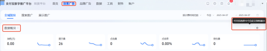 支付宝广告推广数据概览