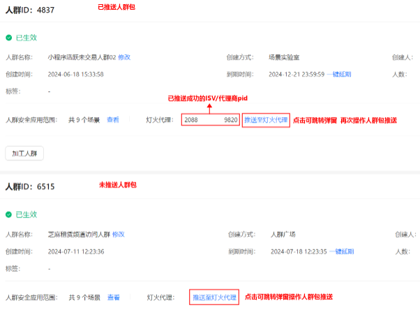 成功推送人群包至支付宝广告代理商
