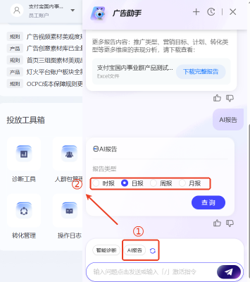 支付宝广告AI报表时段