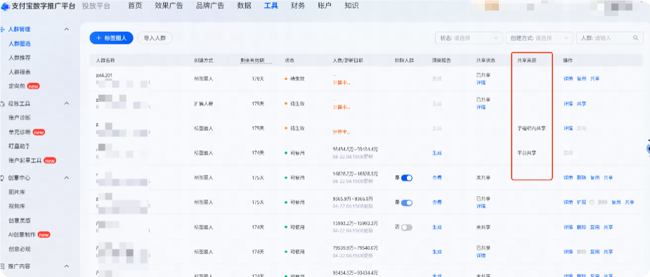 支付宝广告DMP人群资产共享来源升级 支付宝广告DMP人群资产共享来源升级